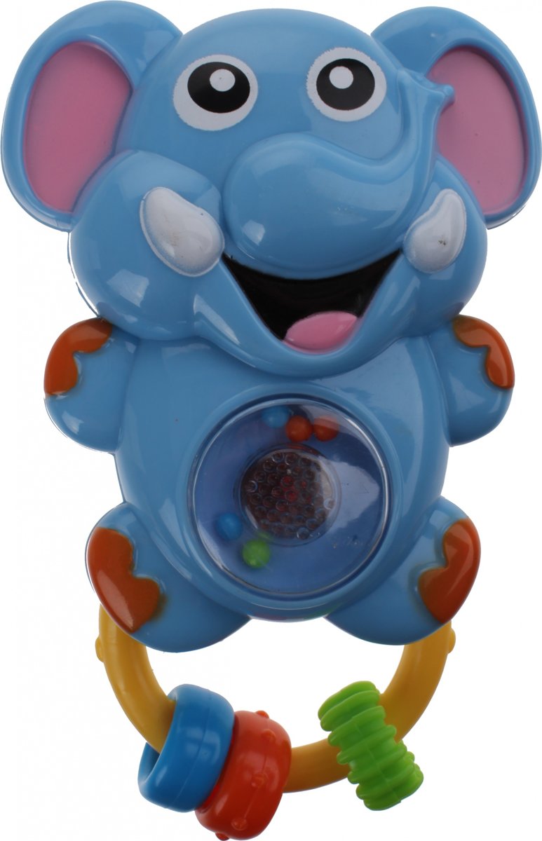Lets Play Rammelaar Olifant Blauw 15 Cm